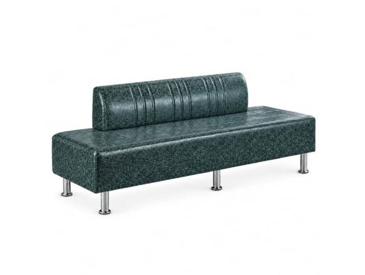 Modernes Wartezimmer-Sofa mit Rückenlehne, Schwarze Kunstleder-Sitzbank Gepolsterte Empfangsbank mit Hoher Belastbarkeit für Büro, Salon, Praxis, Hotel und Geschäft(E,180CM/70.87IN)