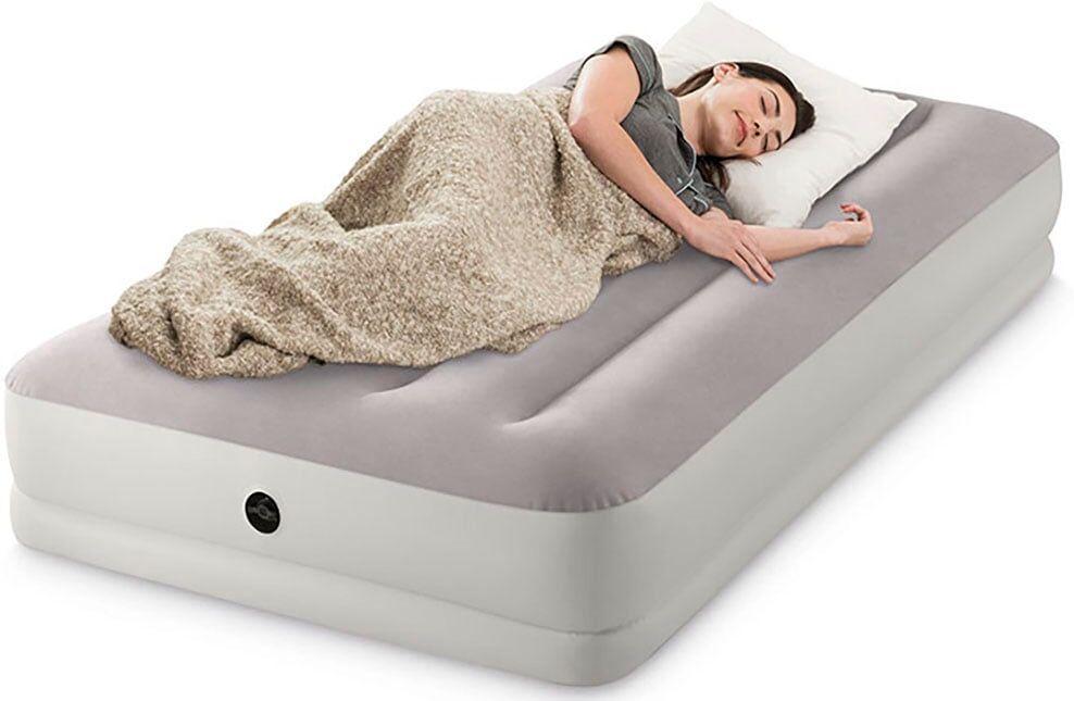 Luftbett INTEX "Dura-Beam Prestige mid-rise mit USB150 Pumpe" Gr. 99, grau, Luftbetten, B/H/L: 99cm x 30cm x 191cm, Kunstseide, Vinyl, Luftbett, B:99cm H:30cm L:191cm