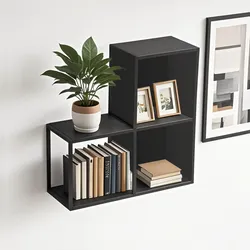 Wandregal Nostened 3er Set mit Rück- und Seitenwand Schwarz [en.casa]