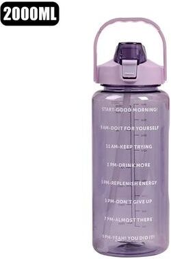 Inspired Living HydraMax 2L Portable Straw Sports Water Bottle purple