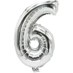 Folienballon Zahl Sechs Silber Ballon Luftballon Geburtstag Jubiläum Party Deko