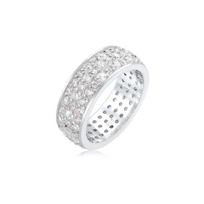 Fingerring ELLI PREMIUM "Microsetting Zirkonia Weiß 925 Sterling Silber" Gr. 54, silber, Fingerringe, Damen, 54mm,mit Steinen, Silber 925 (Sterlingsilber), 7mm, Fingerring