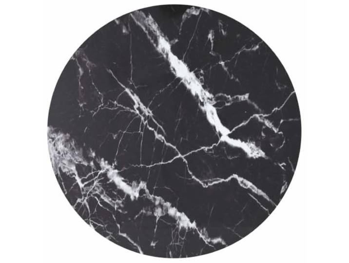 PTUGUOF Tischplatte Schwarz Ø90 cm Hartglas Marmoroptik Gehärtetes Glas, Für Esstisch, Couchtisch, Beistelltisch, Leicht zu Reinigen