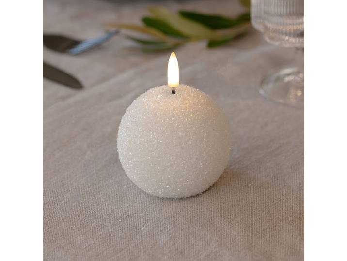 ROUND LED-Kerze, weiß, Ø 7 cm, Glitter - Uyuni Lighting - Wohnzimmer - Sonstige - Einflammig