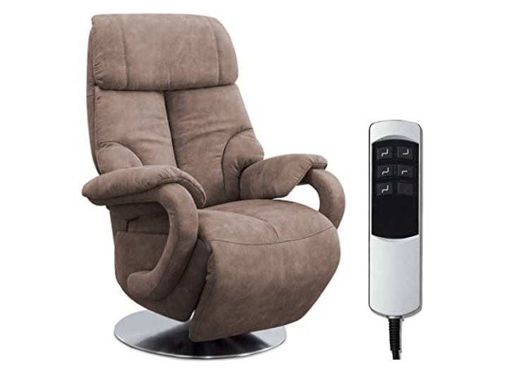 CAVADORE Istanbul Fauteuil Relax Électrique avec 2 Moteurs Électriques\, 80 x 115 x 79 cm\, Aspect Cuir Marron Clair
