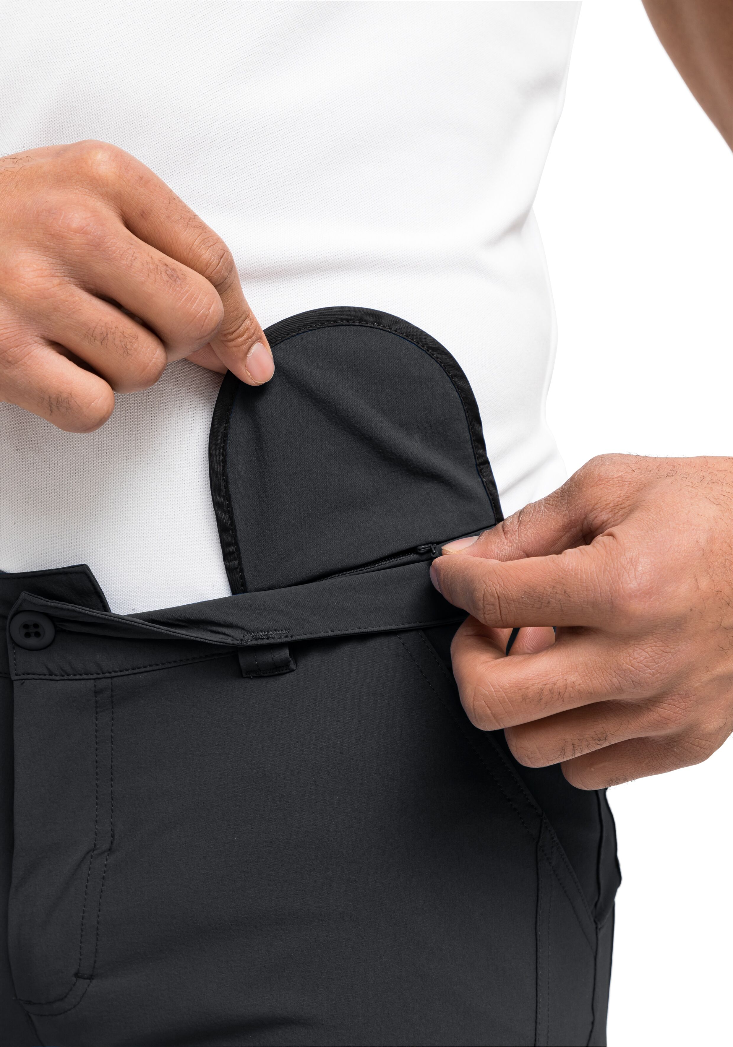 Maier Sports "Nil Short M" Herren Shorts, kurze Wanderhose, Outdoorhose 4 Taschen, Regular Fit schwarz 48, Normalgrössen