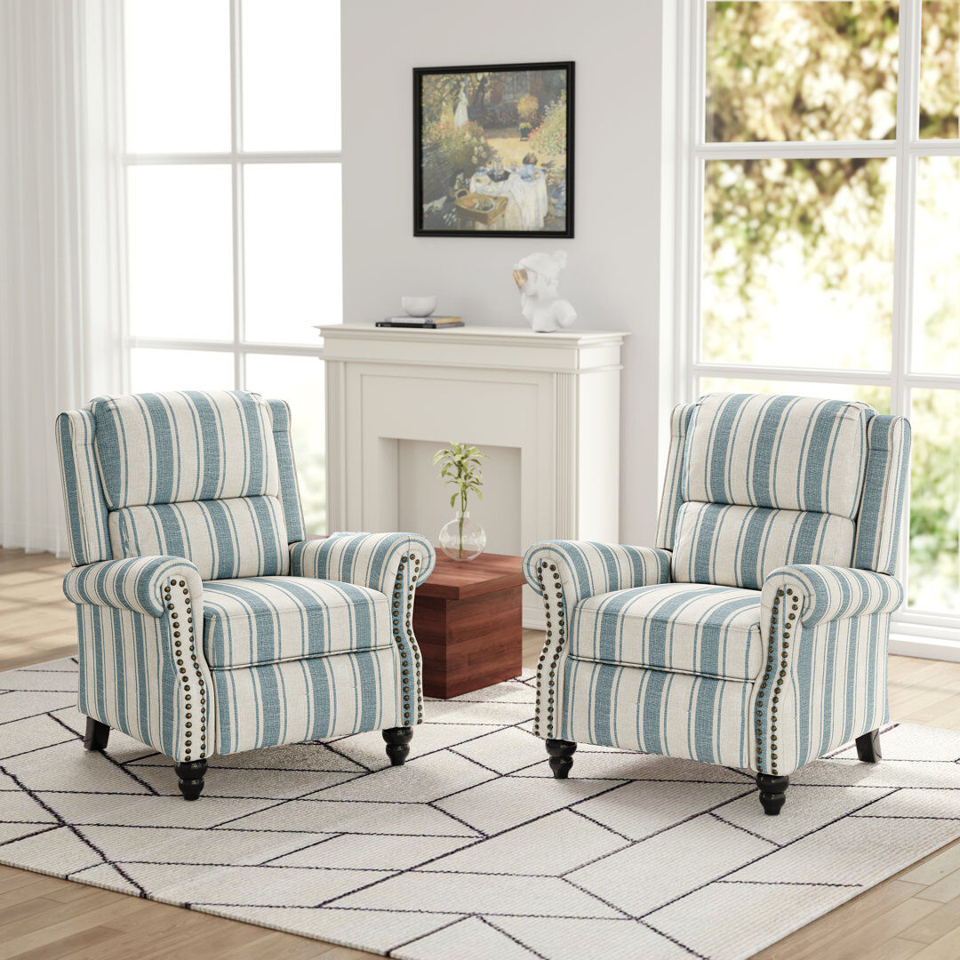 Pia Ricco Ameiah Recliner Blue 103.6cm H X 89.7cm W X 84.8cm D