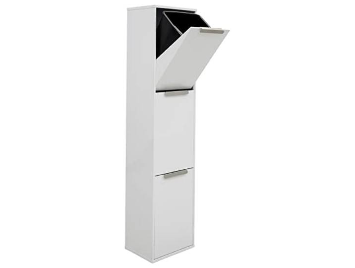ARREGUI Ecoclas CR301-E Mülltrennsystem aus Stahl 3 Fächer Mülleimer für die Küche 3x17L (51L) 3 Fach Abfalleimer Herausnehmbare Inneneimer + Griff Recycling Schrank für Mülltrennung weiß