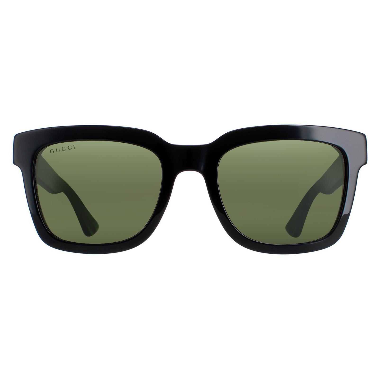 Gucci GG0001SN 002 zwart en groen met rode streep groene zonnebril