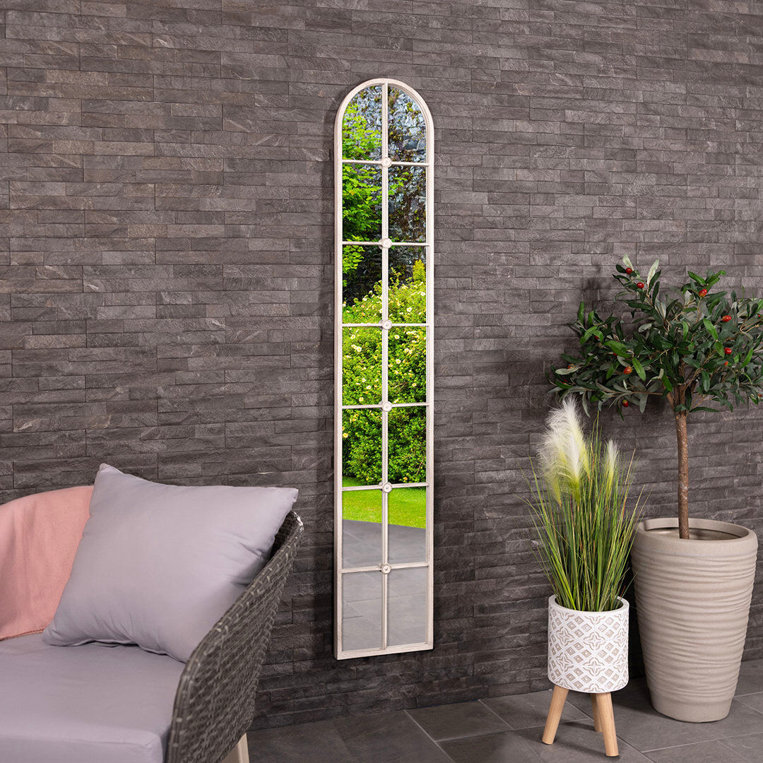 Charles Bentley Iron Arch Mirror White 30cm H X 170cm W X 4cm D