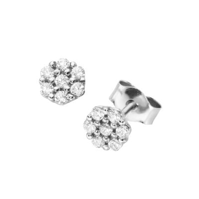 Paar Ohrstecker LUIGI MERANO "Blüte mit Zirkonia, Gold 375", weiß, Ohrringe, Damen, Weißgold 375