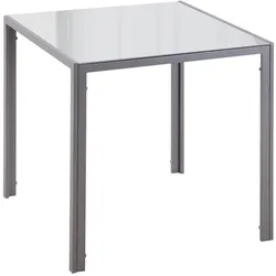 OKWISH Esstisch mit Glasplatte und Stahlrahmen Grau 75x75x75 cm, quadratisch, für 4 Personen