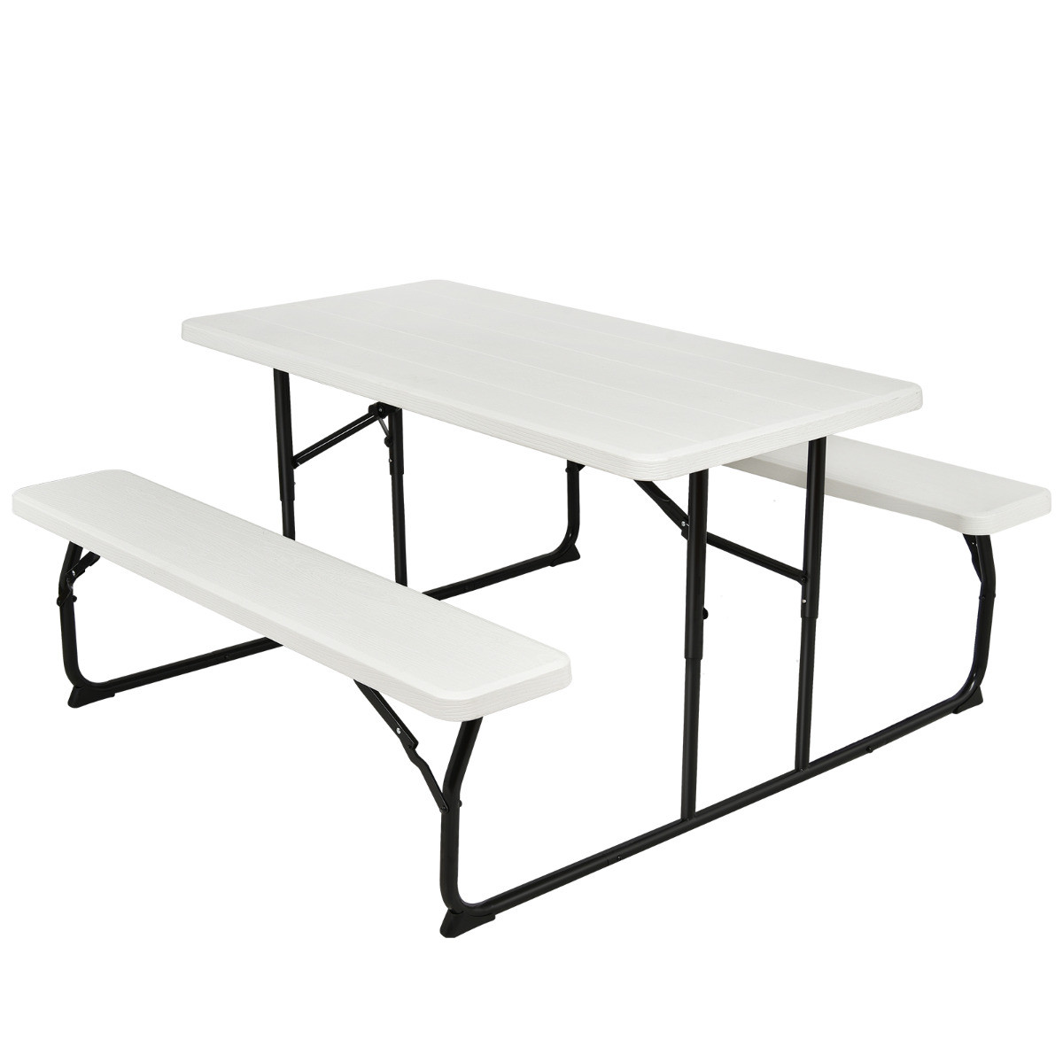 Costway Inklapbare Picknicktafel met Banken 136 cm Wit