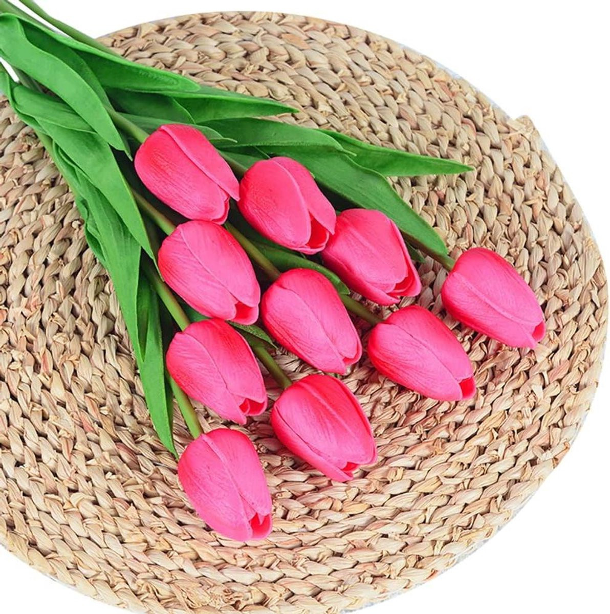 Set van 10 roze kunsttulpen voor huisdecoratie