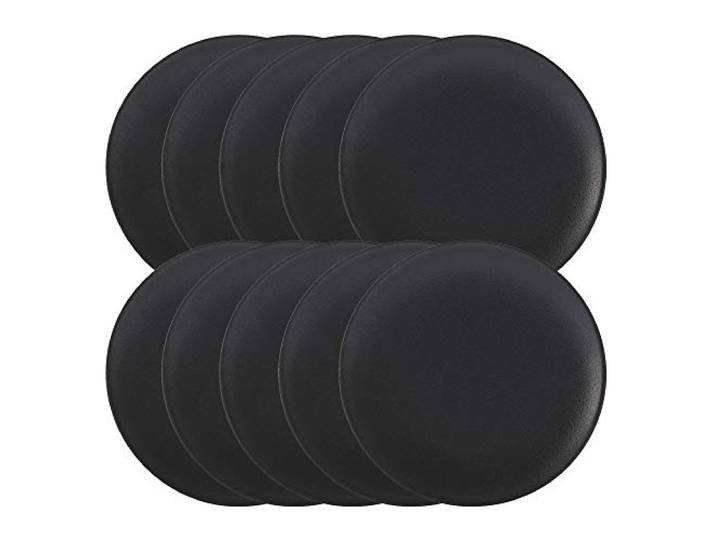 Maxwell & Williams Caviar Black Teller, Speiseteller, Premium-Keramik, Schwarz, 27 cm, AX0068, 10er Set