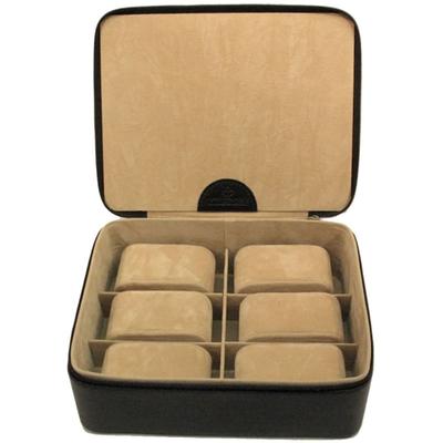 Uhrenbox WINDROSE "Beluga, 803861.08", schwarz (schwarz, beige), Aufbewahrungsboxen, DamenB:19cm H:6,5cm T:15,5cm, Leder, Uhrenaufbewahrung, Uhrenetui, max.Ø Uhren 34mm,Armbanduhr,Geschenkidee, B:19cm H:6,5cm T:15,5cm