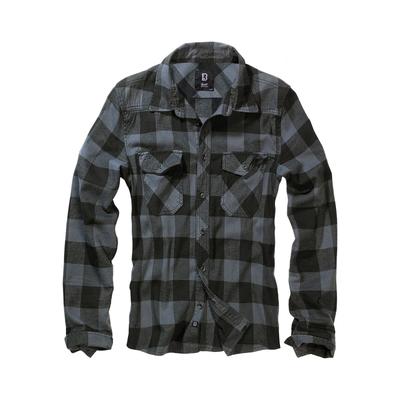 Flanellhemd BRANDIT "Check Shirt", Herren, Gr. M, US, schwarz (schwarz, grau), Obermaterial: 100% Baumwolle CO., Hemden