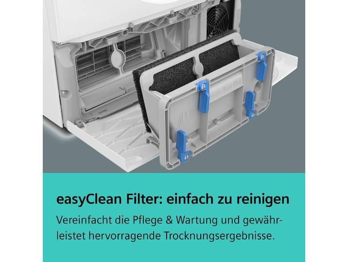 SIEMENS Wärmepumpentrockner WQ33G2D01 , Energieeffizienz: C, weiß, B:59,8cm H:84,2cm T:61,3cm, Trockner, Einfache Reinigung dank easyClean-Filter, Outdoor-Programm, Wärmepumpentrockner