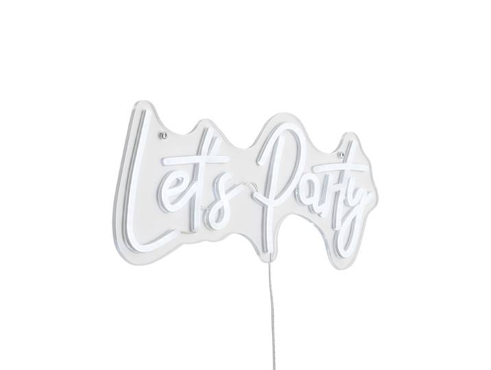 Néon mural blanc avec LED - Let's Party