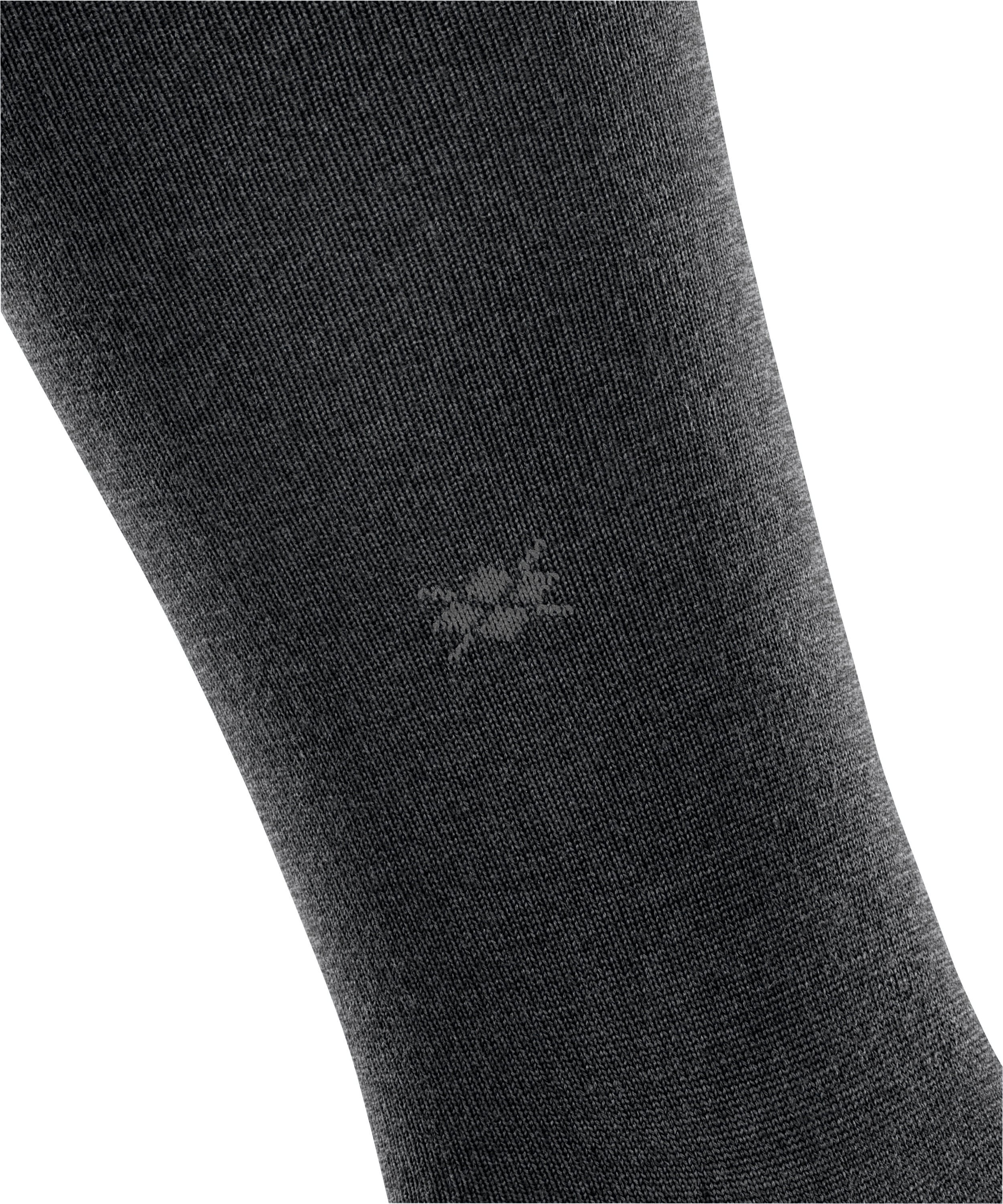 Kniestrümpfe BURLINGTON "Leeds", Herren, Gr. 40-46, grau (asphalt melange), Materialmix, unifarben, Socken Kniestrümpfe, Einheitsgrösse 40-46, wärmende Wollmischung, unifarben asphalt melange 40-46