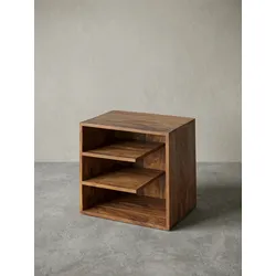 Beistelltisch – Massivholz Braun 43x43x30 cm mit Ablage