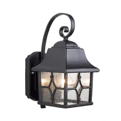 Außenleuchte Wandlampe Laterne ALU Glas Schwarz H 32,8 cm Klassisch Gartenlampe