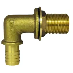 AquaCraft Tankdurchführung 90 Grad 1001000155  1" AG x Tülle 25 mm, Messing, Regentonnendurchführung Winkelform