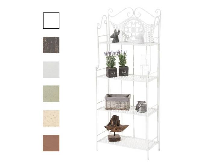 Etagère pliable - CLP - Anika - Fer forgé - 4 espaces de rangement - Style antique blanc