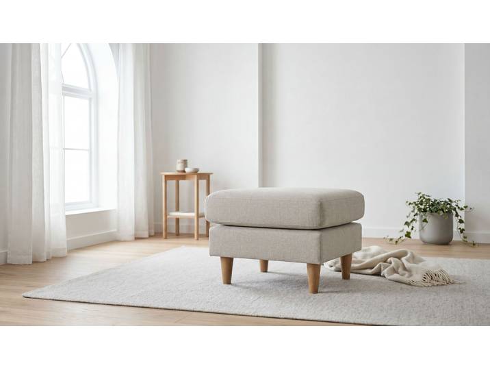 Polsterhocker GOODPRODUCT Tvinno , beige (sand), B:63cm H:47cm T:63cm, 100% Polyester, Hocker, Polsterhocker, im skandinavischen Stil