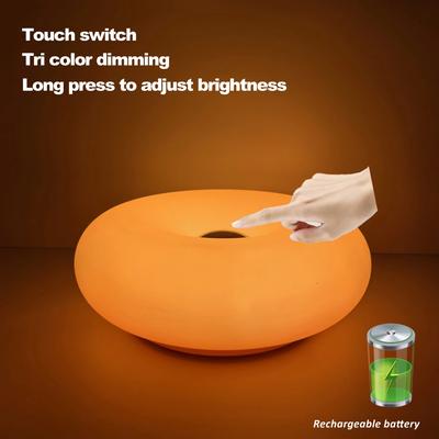Inspired Finds Modern Bauhaus Donut Table Lamp USB Powered Ambient Light For Bedroom, Living Room & Dining Spaces orange Charging