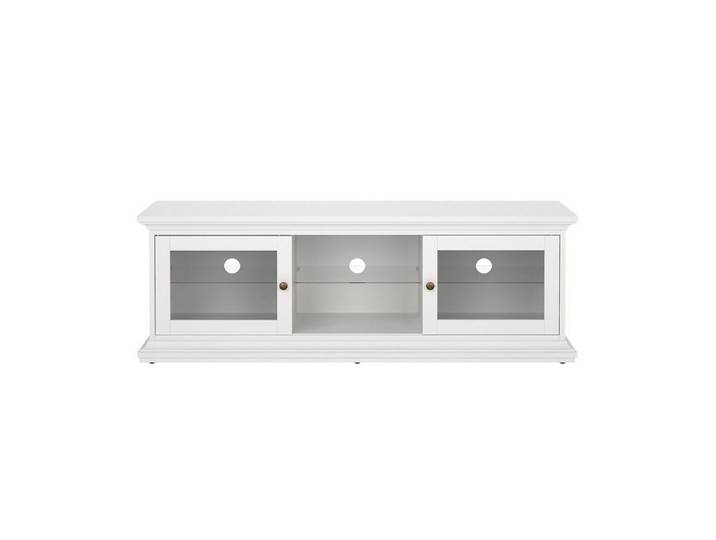 ebuy24 TV-Bank Venedig TV Tisch 2 Glastüren und 1 Glasboden weiß.