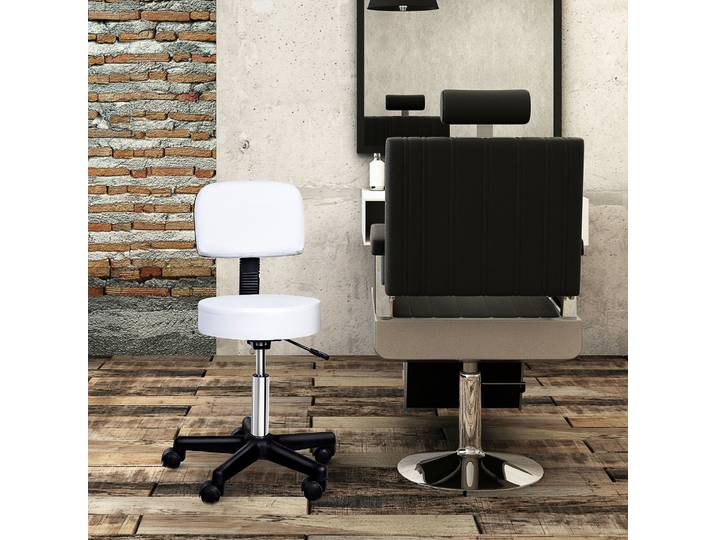 HOMCOM Tabouret Massage Pivotant Réglable Blanc