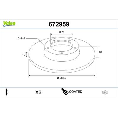 VALEO Bremsscheibe 672959 Hinterachse voll 262mm 10mm für KAWEI AUTO KIA HYUNDAI