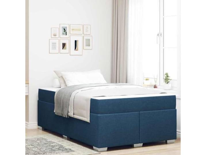 KTHLBRH Bettgestell mit blauer Matratze 120 x 200 cm Minimalistisches Design, atmungsaktiver Stoff, einfache Montage, für Schlafzimmer