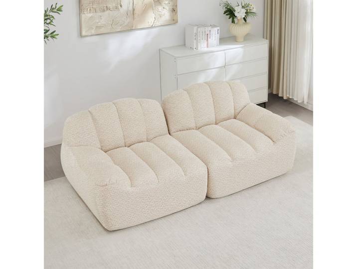 BBG Sofa Modulares 2-Sitzer Sofa ohne Ottoman, Cordstoff, Boneless Couch mit 32D-Schaum, tiefe Sitzfläche, modernes Lounge Sofa fürs Wohnzimmer