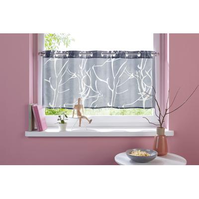 Scheibengardine OTTO HOME "Anna, 1 Stück, halbtransparent, Ösen, Äste-Motiv" Gr. 2, grau, B:120cm H:30cm, Ausbrenner, Polyester, Gardinen, Viskose & Polyester, Äste-Motiv
