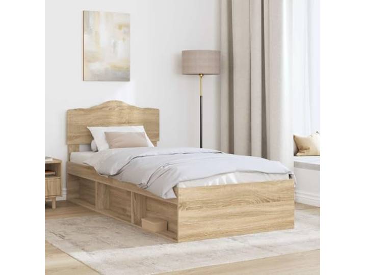 SKTQYQO Bettgestell Sonoma, 100 x 200 cm, Kiefer massiv Technisches Holz, Kopfteil inklusive, rechteckiges Design, modernes Zimmer