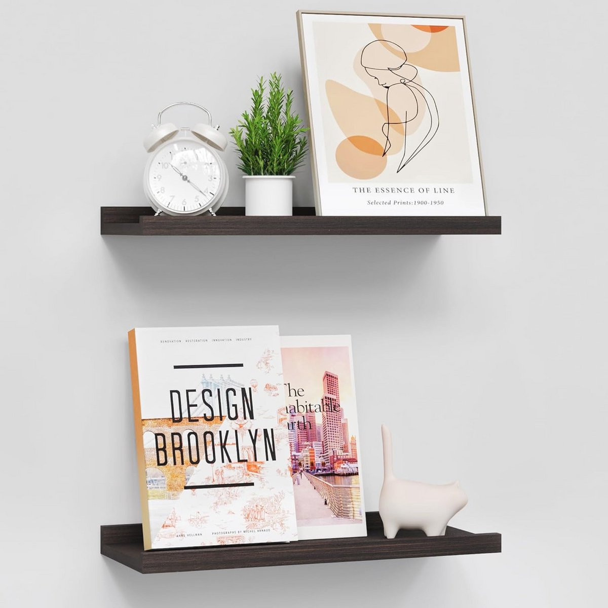 Set van 2 Houten Wandplanken voor Badkamer, Slaapkamer, Woonkamer en Keuken