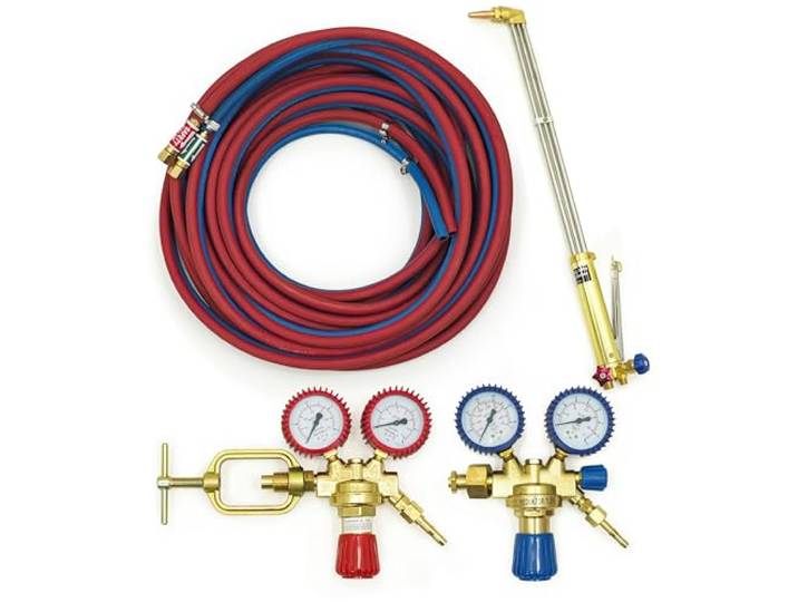 Schneidbrenner Set Acetylen Sauerstoff Brenner Set 65cm - Komplett Gasschneid-Set mit Druckminderer, 10m Doppelschlauch und Rückschlagventile für professionelles Schneiden 30-60mm