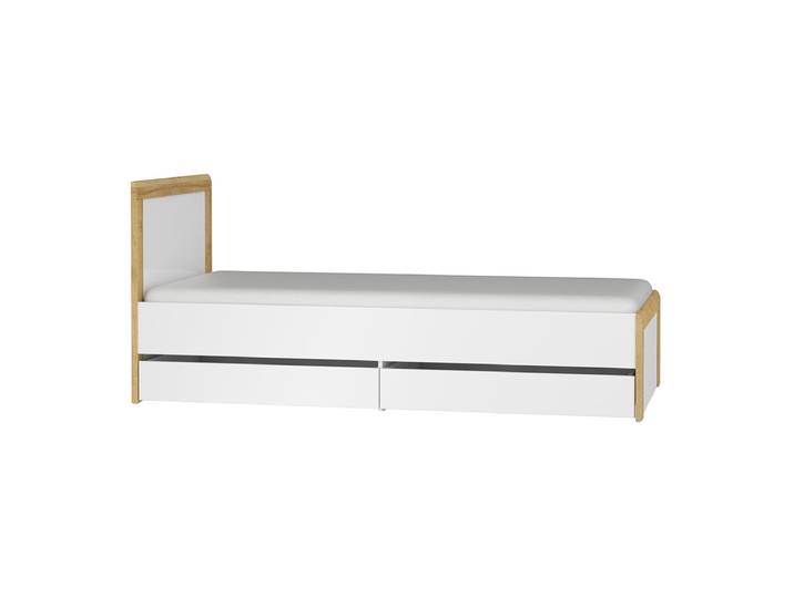 Lit 90x200 tiroirs inclus Teo Blanc et Bois