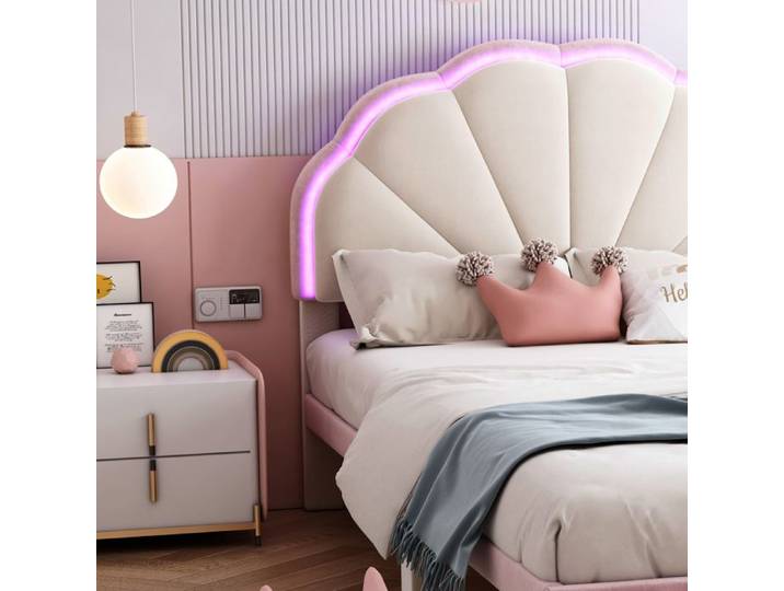 Feuille épaissie Structure de lit Nouveau Eco - friendly Material lit rembourré avec bandes lumineuses LED MULTICOLORES alternées