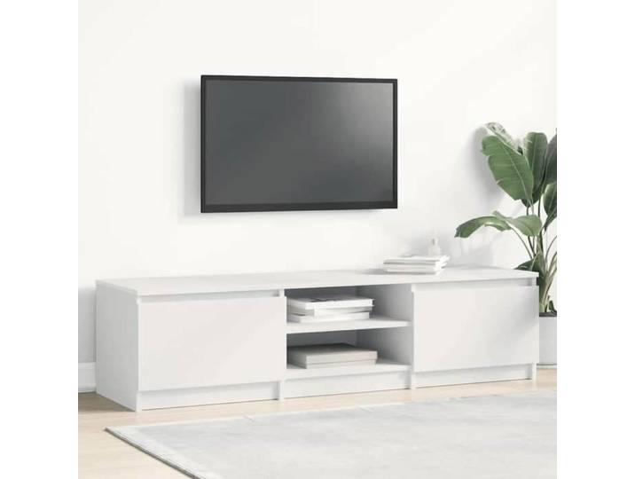 (Blanc)Meuble TV - SIGNOR - Table Télévision en bois Blanc 140x40x35 5 cm bois ingénierie 891652
