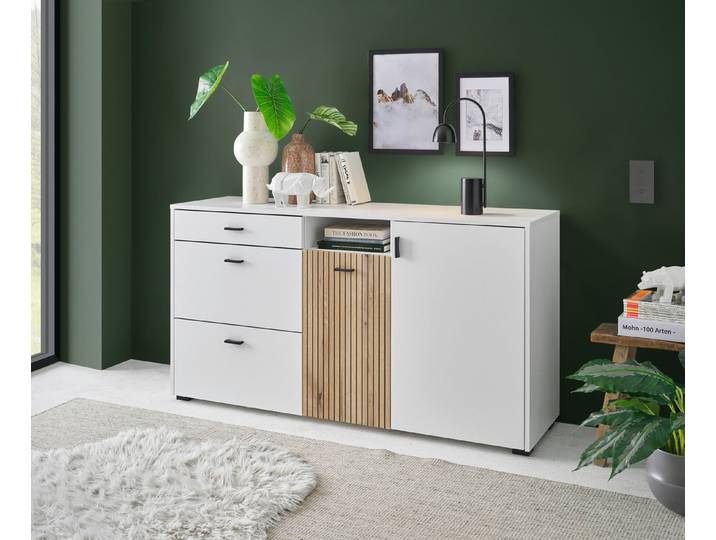 Home affaire Sideboard Hudson, in moderner Trendfarbe, Griffe aus Metall (Schwarz), Breite 150 cm