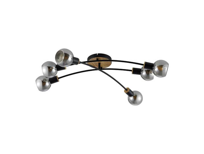 Novel Deckenleuchte Merope, Schwarz, Eschefarben, Metall, Glas, Uni, rund, 72x18x84 cm, RoHS, CE, Lampen & Leuchten, Innenbeleuchtung, Deckenleuchten, Deckenleuchten