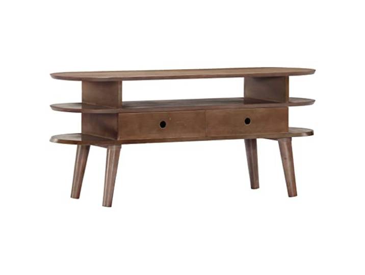 smnyxs TV-Schrank 110 x 35 x 50 cm aus massivem Akazienholz, 2 Schubladen Vielseitiger Seitenschrank, Hartholzplatte, Fernseher und Multimedia-Geräte, 2 Schubladen, feucht abwischbar