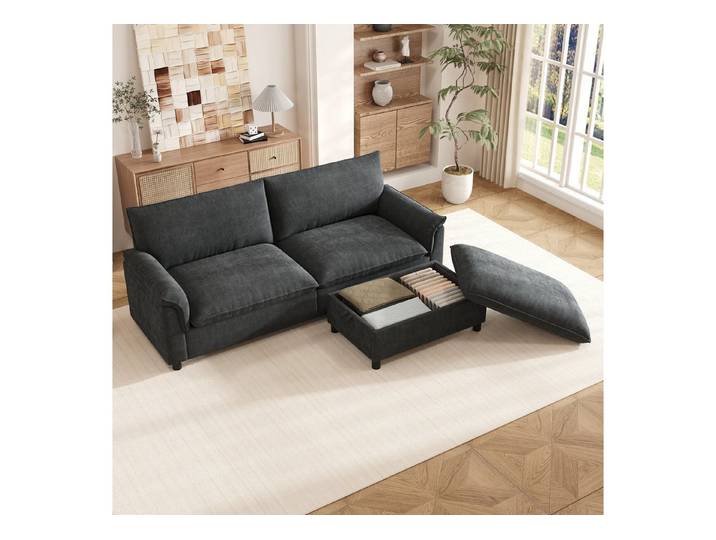 REDOM Sofa Modulares Cloud-Sectional-Sofa, mit beweglichem Fußhocker, hohe Rückenlehne 1 Teile