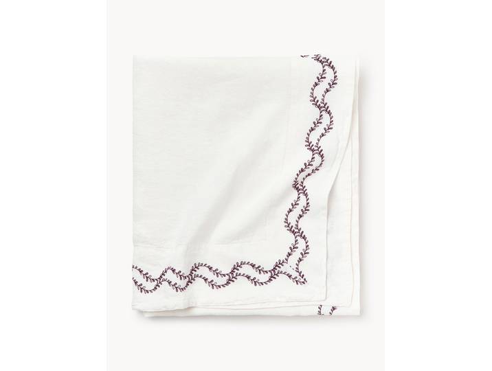 Nappe en lin délavé avec broderie faite main Ivy