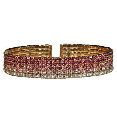 Armband STEUER "Strass-Armspange pink/rosa", gelb (gelb, rosa), Armbänder, Damen, 18cm, Metall, glänzend, Armband