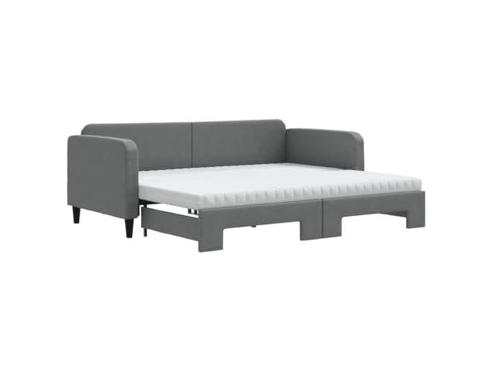 Makastle Tagesbett Ausziehbar Dunkelgrau 90x200 cm Stoff 2 Schaumstoffmatratzen
