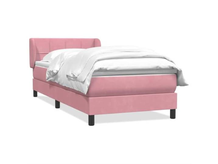 HMDNGOUT Boxspringbett mit Taschenfederkern und Matratze Rosa 80x220 cm Samt, inklusive Lattenrost und höhenverstellbarem Kopfteil für erholsamen Schlaf